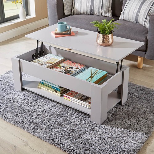 Grey wooden coffee table with - coffee,