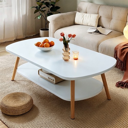 Oval wooden coffee table - wooden,